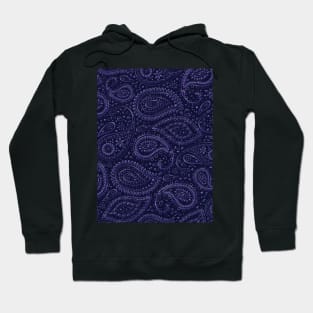 Pretty Bohemian Art Paisley Floral Pattern Shades of Blue on Navy Blue Hoodie